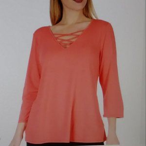 Harper 241 Long Sleeve Coral Blouse XL